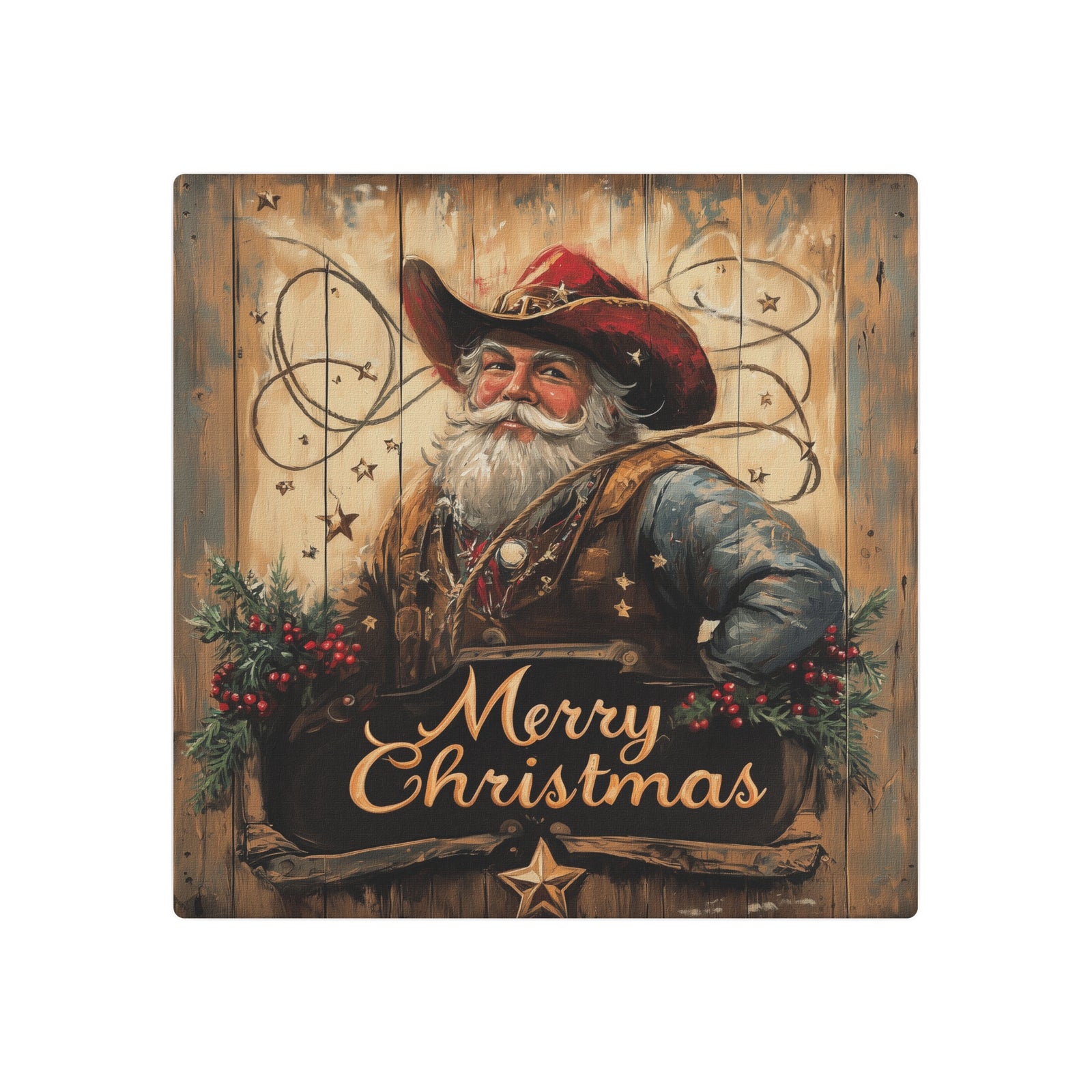 Lone Star Santa | Holiday Metal Sign - Texas Cowboy Creations