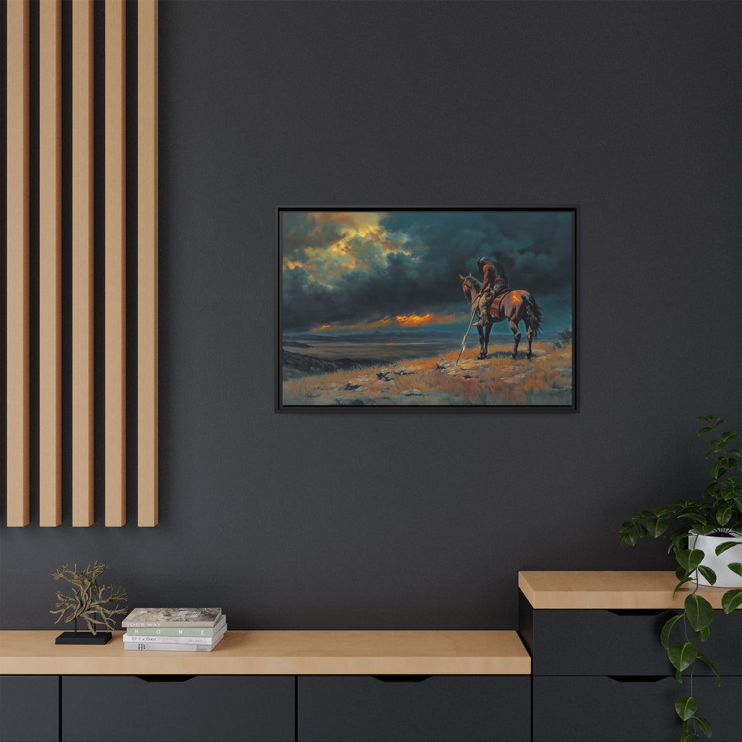 Warrior of the Dying Sun - Framed Horizontal - Texas Cowboy Creations