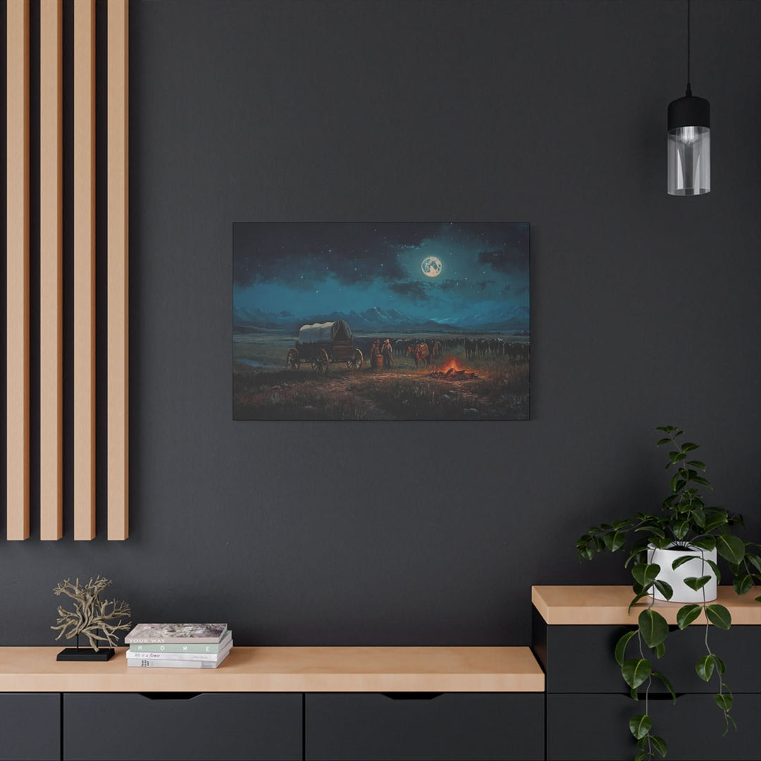 Under the Moonlit Sky | Horizontal Canvas - Canvas - Texas Cowboy Creations