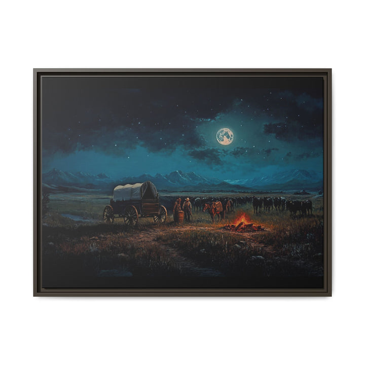 Under the Moonlit Prairie Sky | Framed Horizontal - Texas Cowboy Creations