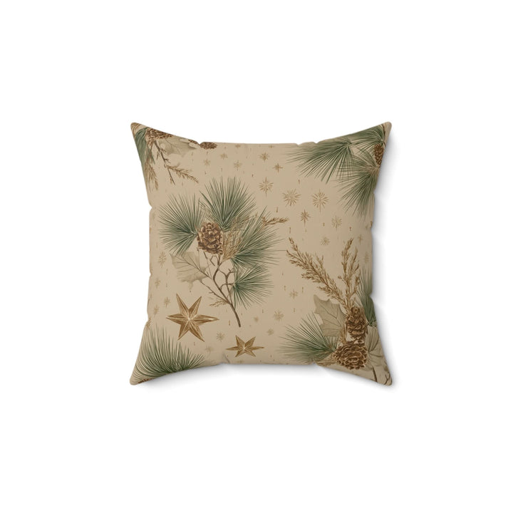 Rustic Pine &amp; Gold Star Pillow |Woodland Holiday Faux Suede Cushion - Home Decor - Texas Cowboy Creations