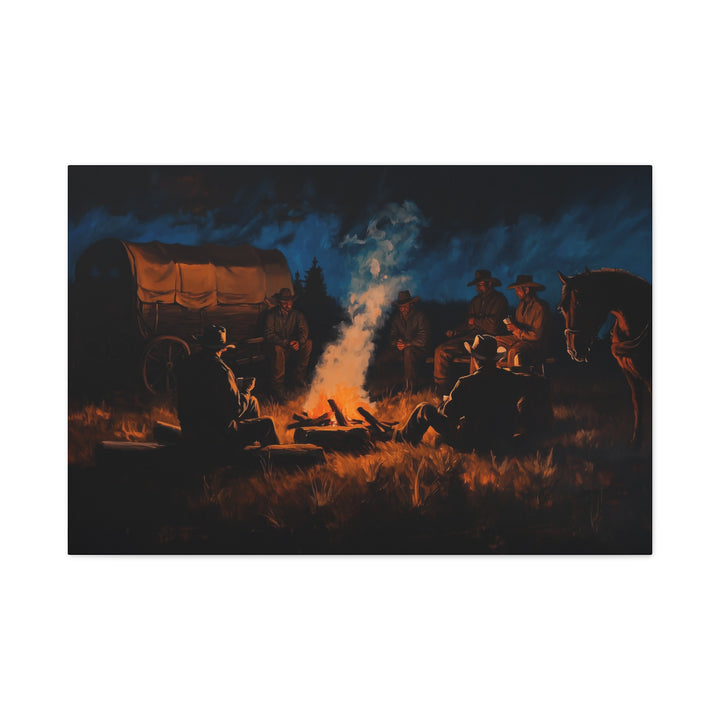 Campfire Tales – A Cowboy’s Night – Horizontal Canvas - Texas Cowboy Creations