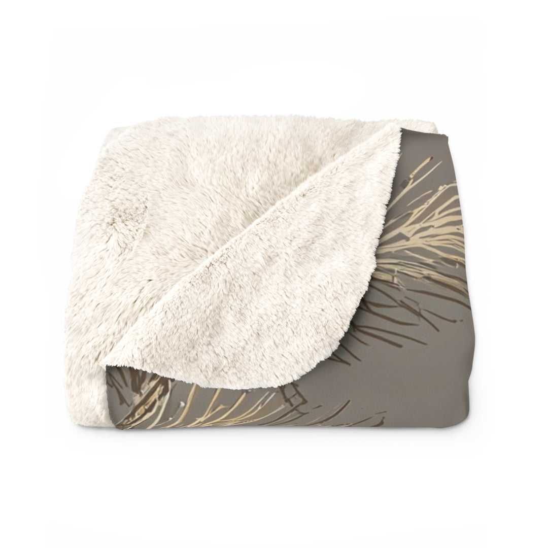 Golden Pines & Snowflakes Sherpa Fleece Blanket — Cozy Winter Throw