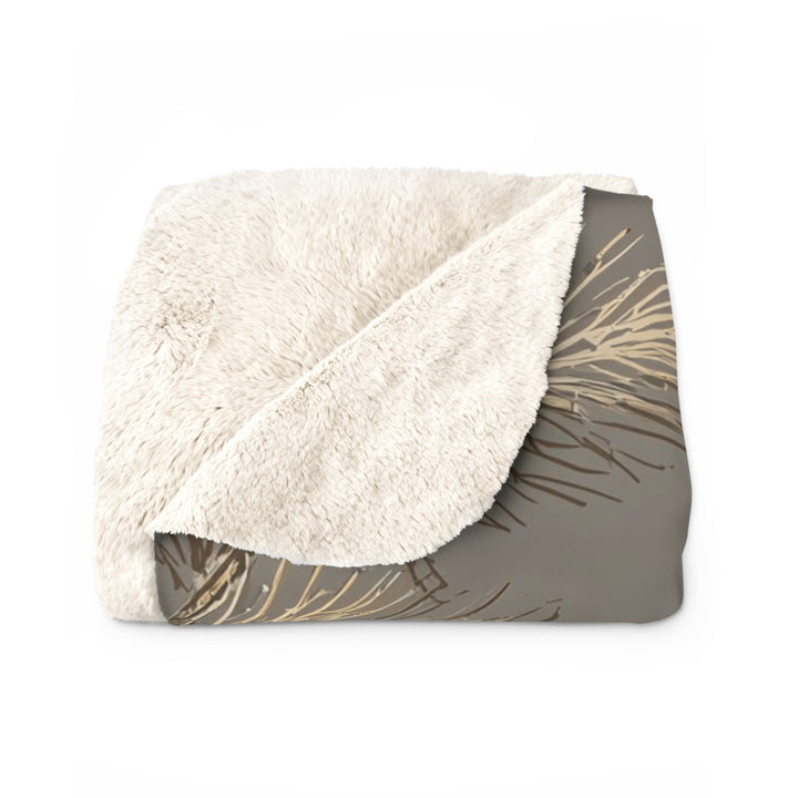 Golden Pines & Snowflakes Sherpa Fleece Blanket — Cozy Winter Throw