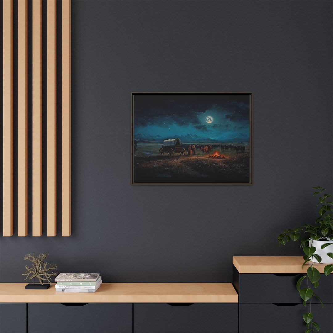 Under the Moonlit Prairie Sky | Framed Horizontal - Texas Cowboy Creations