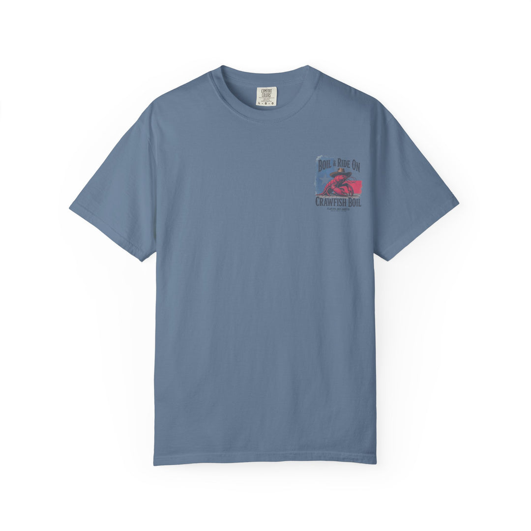 Boil & Ride On - Custom Crawfish Boil T-Shirt | Personalized Event Tee - Unisex T-Shirt - Texas Cowboy Creations