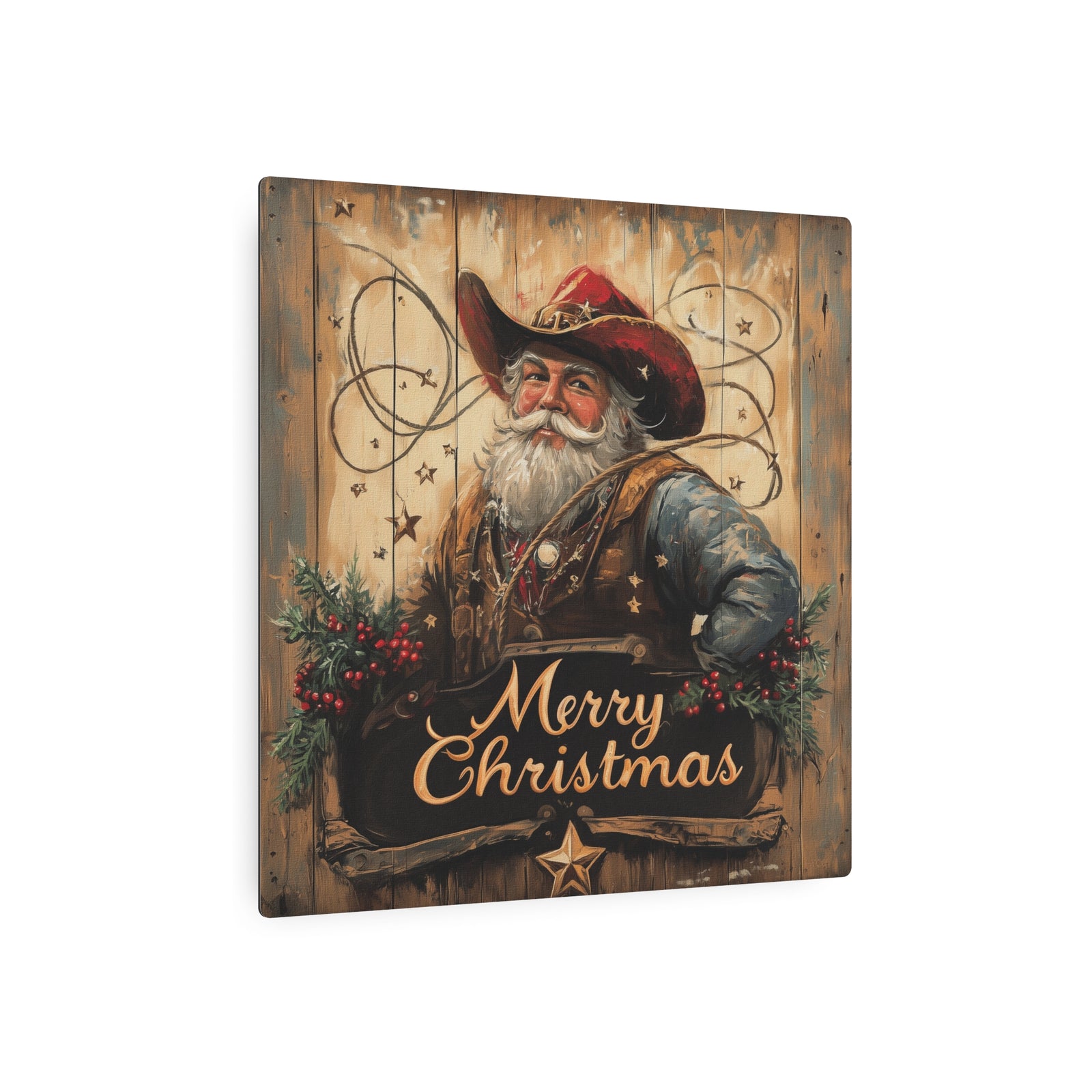 Lone Star Santa | Holiday Metal Sign - Texas Cowboy Creations