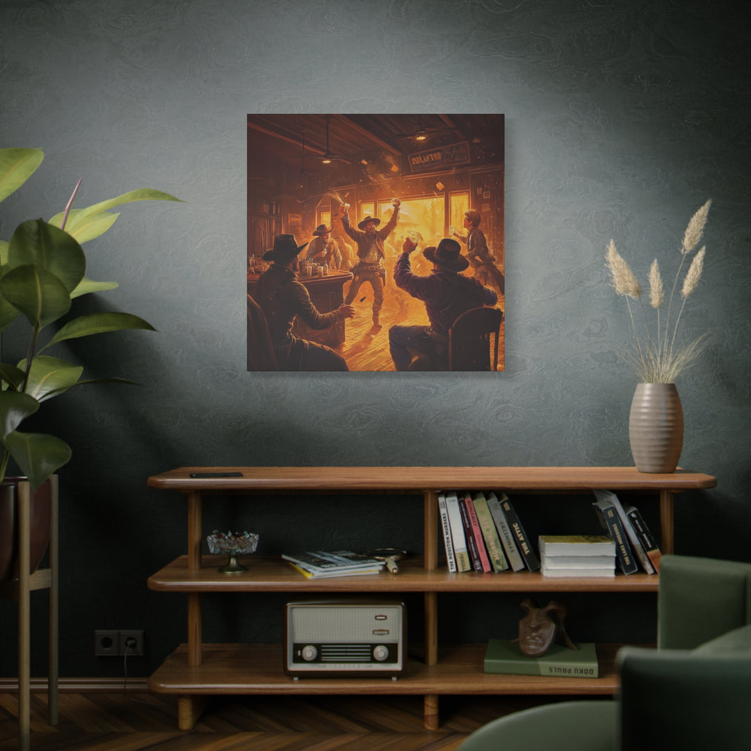 Last Round at Sundown - Square Canvas - Texas Cowboy Creations