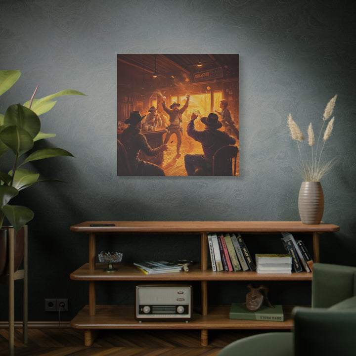 Last Round at Sundown - Square Canvas - Texas Cowboy Creations