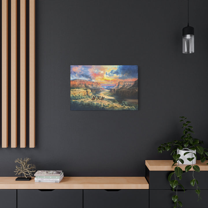 Riders Beneath the Painted Sky | Horizontal Canvas - Texas Cowboy Creations
