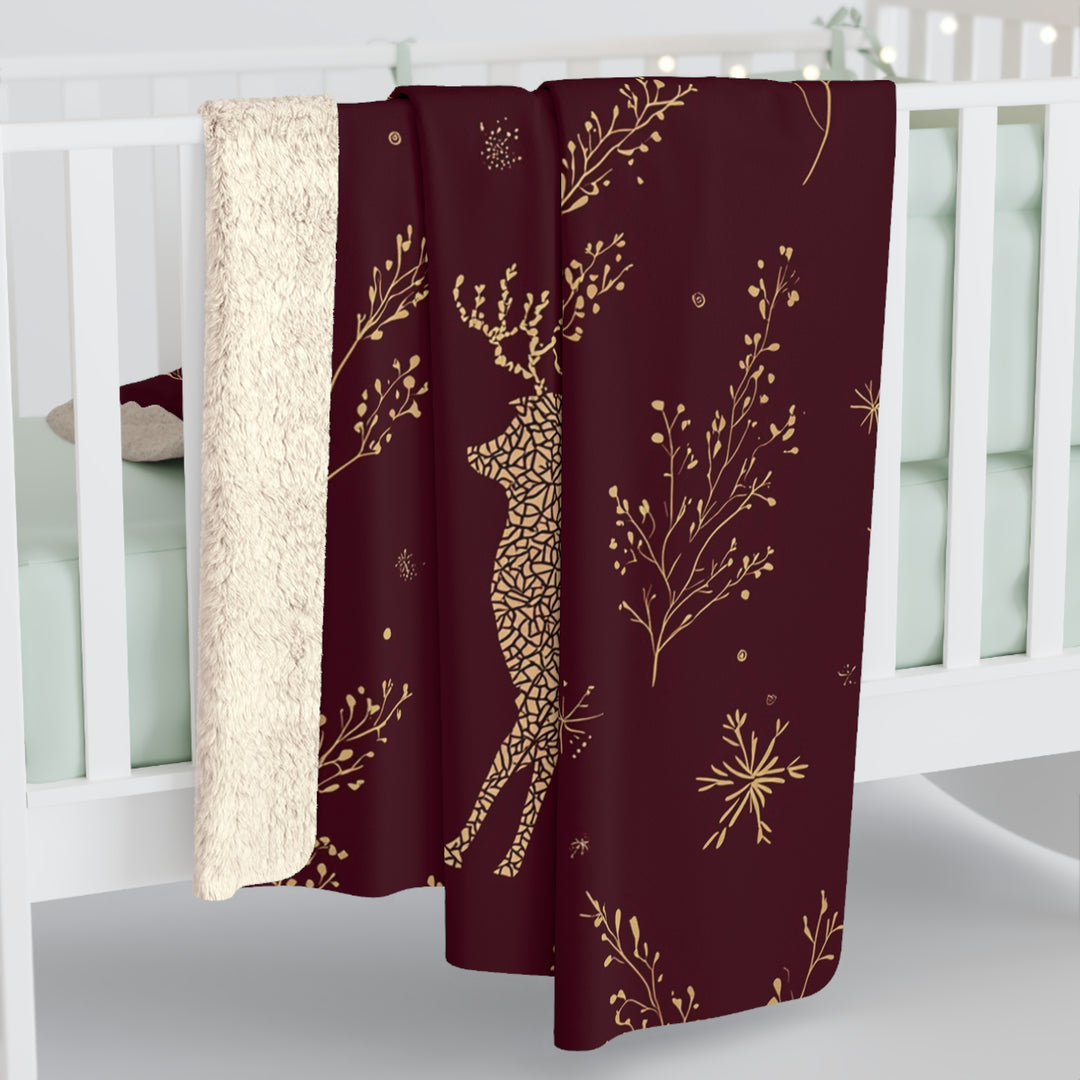 Frosted Reindeer Throw Sherpa Blanket