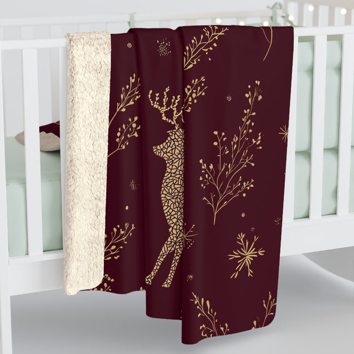 Frosted Reindeer Throw Sherpa Blanket
