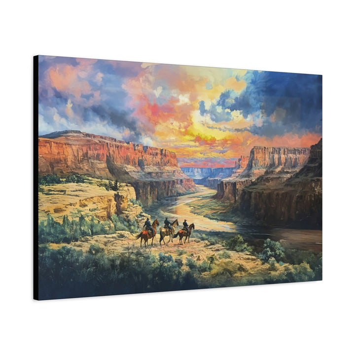 Riders Beneath the Painted Sky | Horizontal Canvas - Texas Cowboy Creations