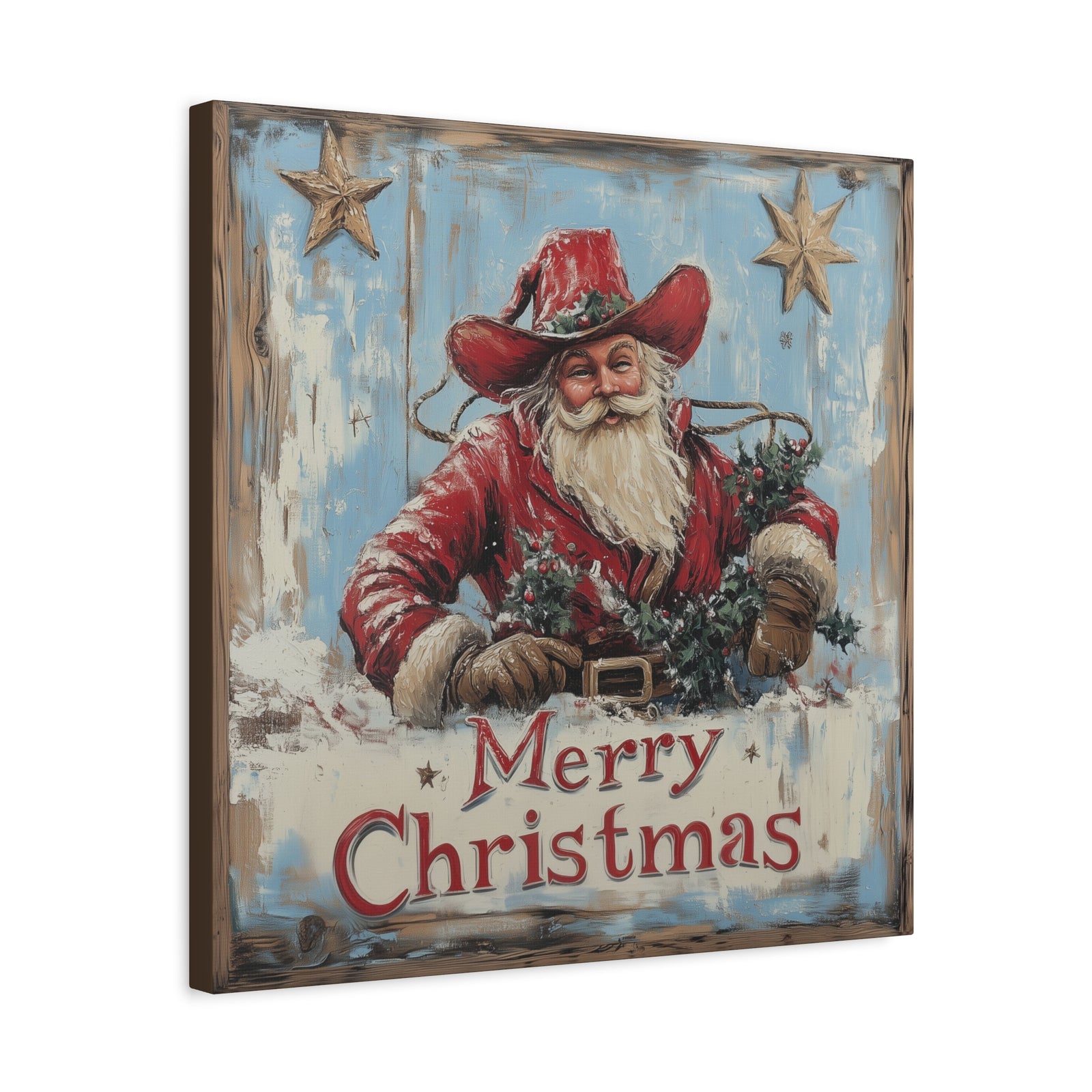 Cowboy Claus Merry Christmas Canvas - Texas Cowboy Creations