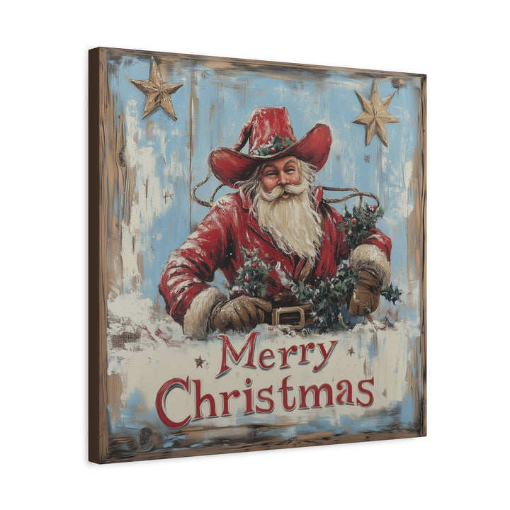 Cowboy Claus Merry Christmas Canvas - Texas Cowboy Creations
