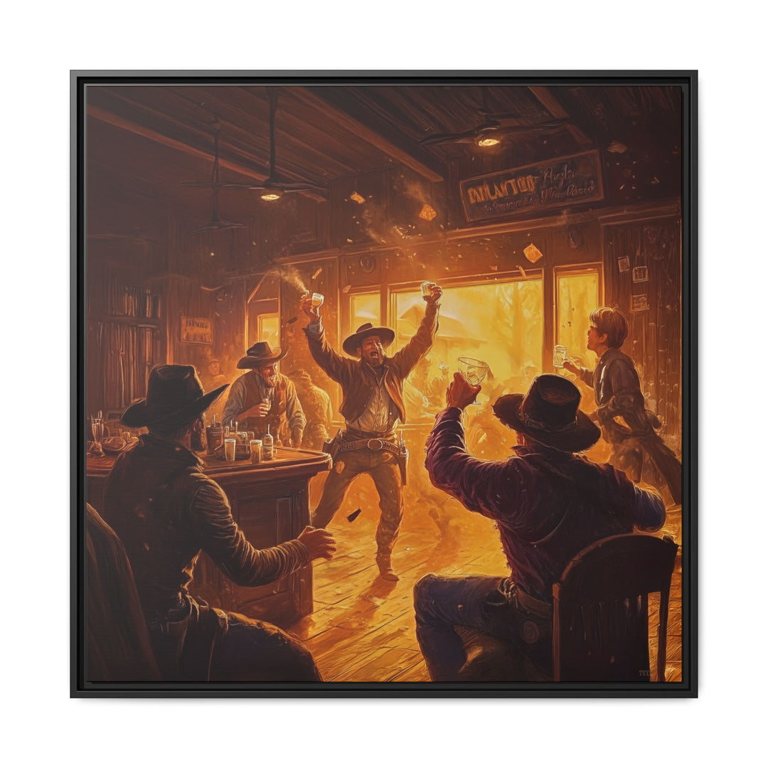 Last Round at Sundown - Framed Square - Texas Cowboy Creations