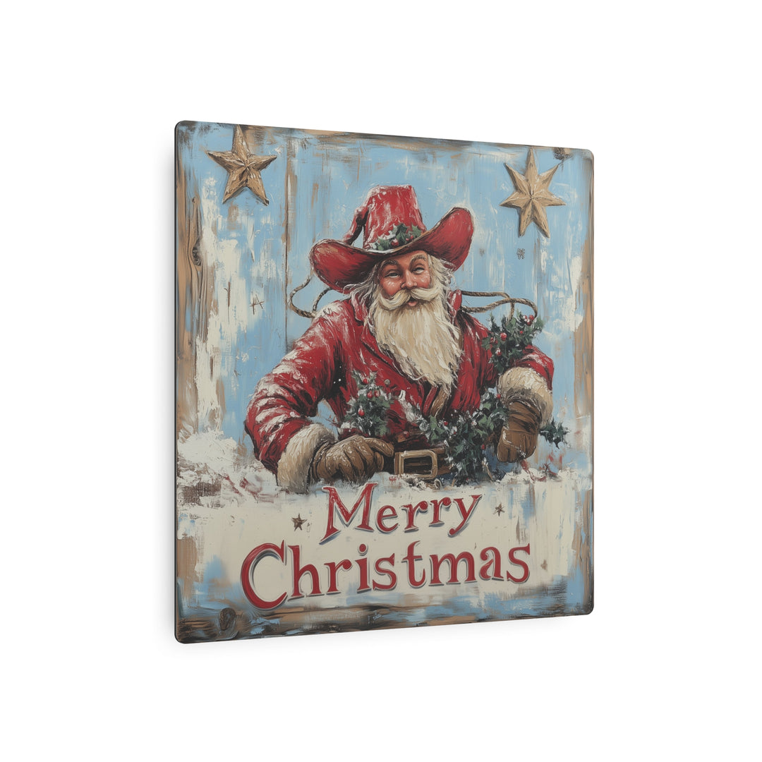 Cowboy Claus Holiday Metal Sign - Texas Cowboy Creations