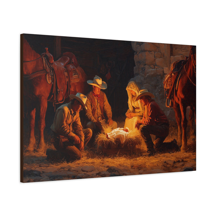 Silent Night at the Stable Canvas - Texas Cowboy Creations