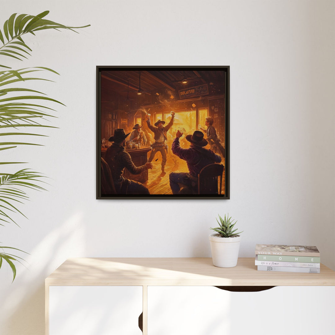 Last Round at Sundown - Framed Square - Texas Cowboy Creations