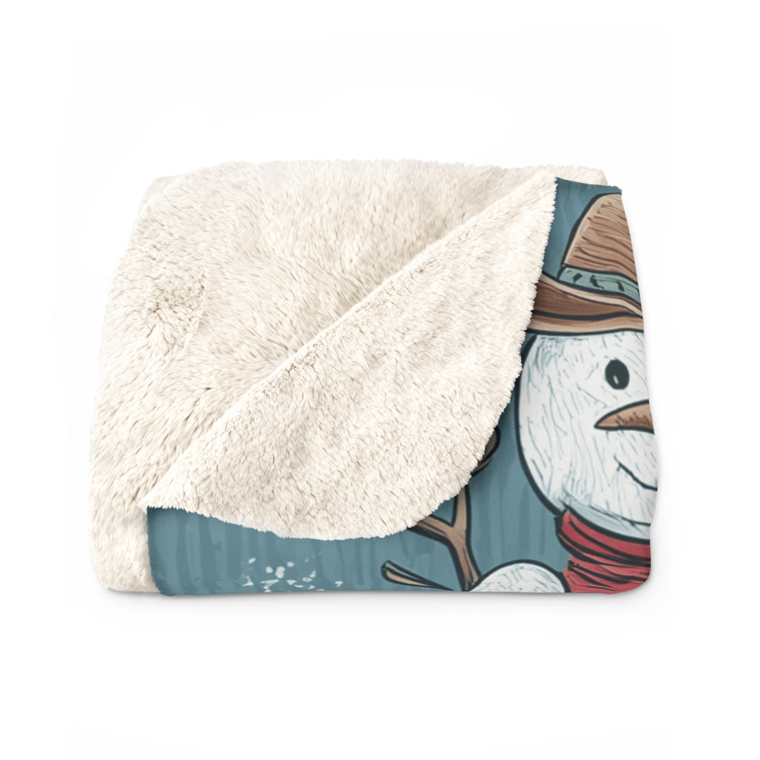 Cowboy Snowman Sherpa Fleece — Cozy Western Christmas Throw