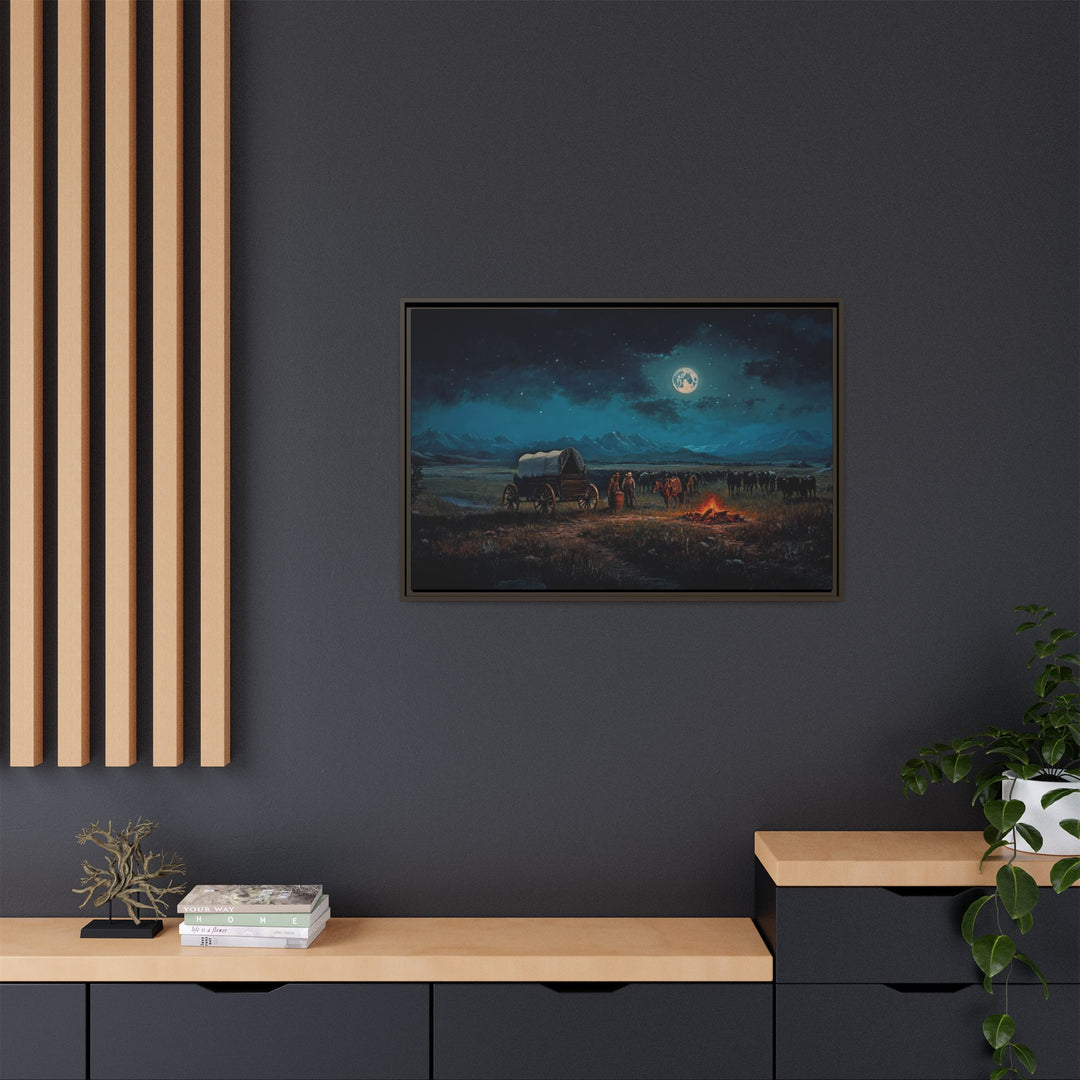 Under the Moonlit Prairie Sky | Framed Horizontal - Texas Cowboy Creations