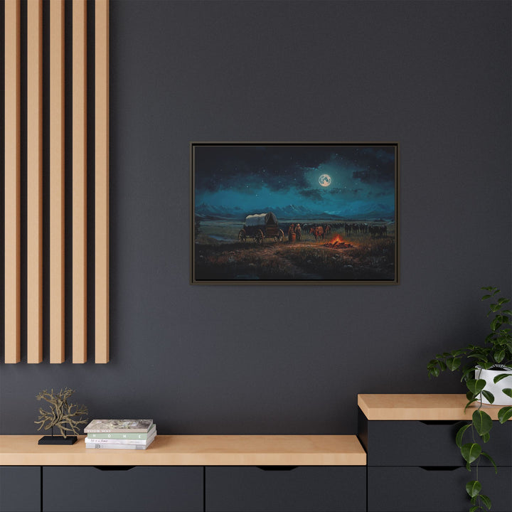 Under the Moonlit Prairie Sky | Framed Horizontal - Texas Cowboy Creations