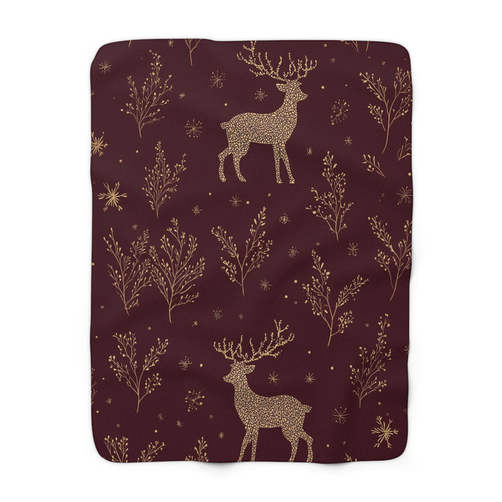 Frosted Reindeer Throw Sherpa Blanket