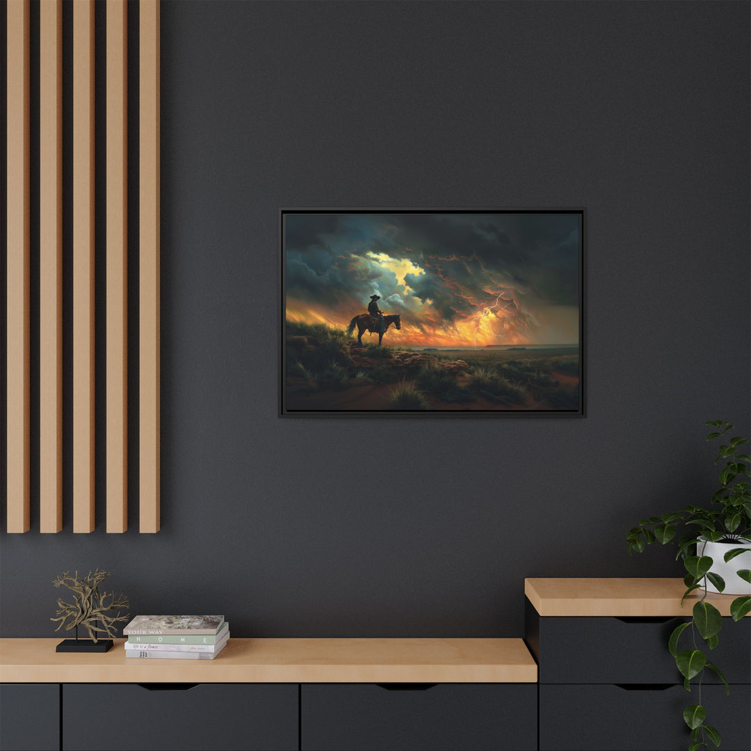 Cowboy’s Sunset Storm Framed Horizontal - Texas Cowboy Creations