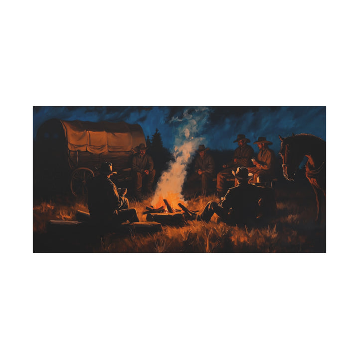 Campfire Tales - A Cowboy’s Night - Horizontal Canvas - Texas Cowboy Creations