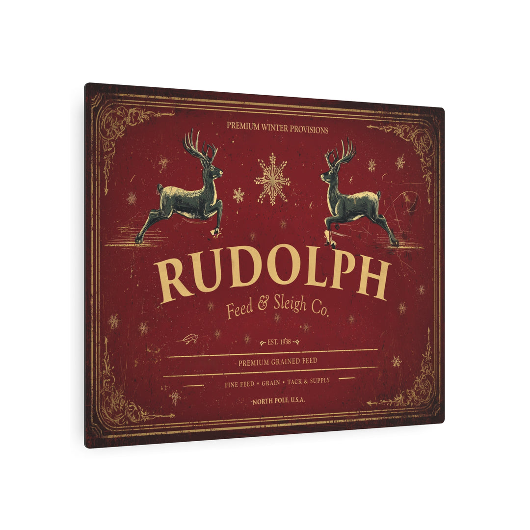 Rudolph Feed & Sleigh Co. | Holiday Metal Sign - Texas Cowboy Creations