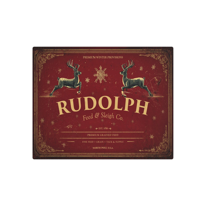 Rudolph Feed & Sleigh Co. | Holiday Metal Sign - Texas Cowboy Creations