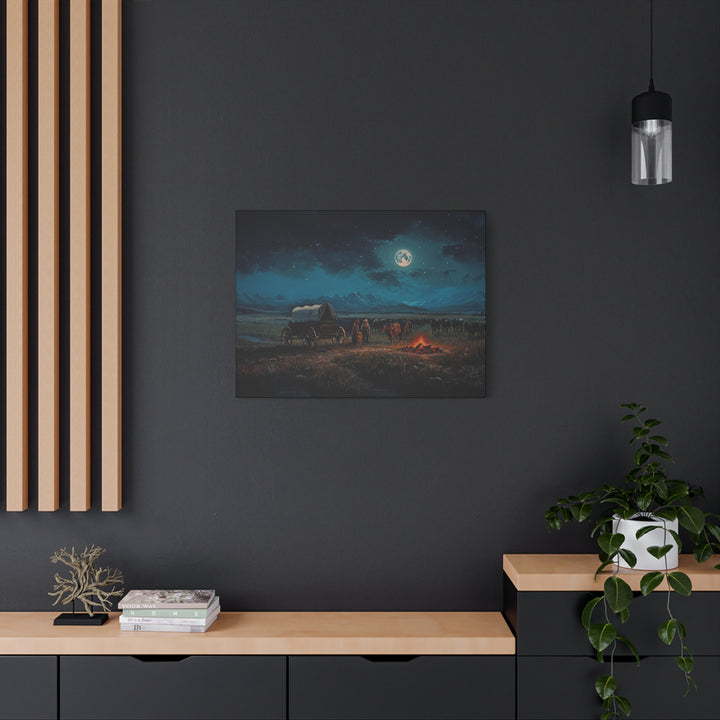 Under the Moonlit Sky - Horizontal Canvas - Texas Cowboy Creations