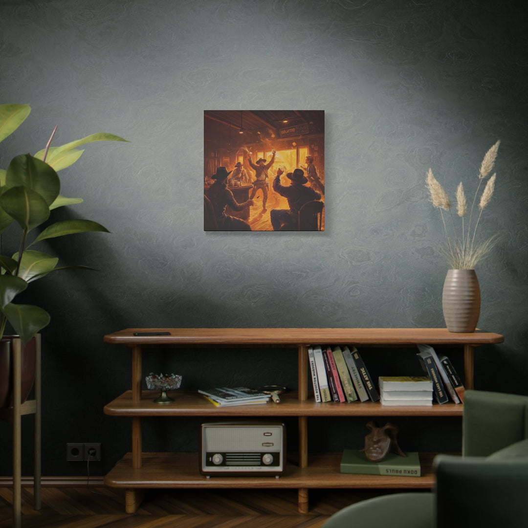 Last Round at Sundown - Square Canvas - Texas Cowboy Creations