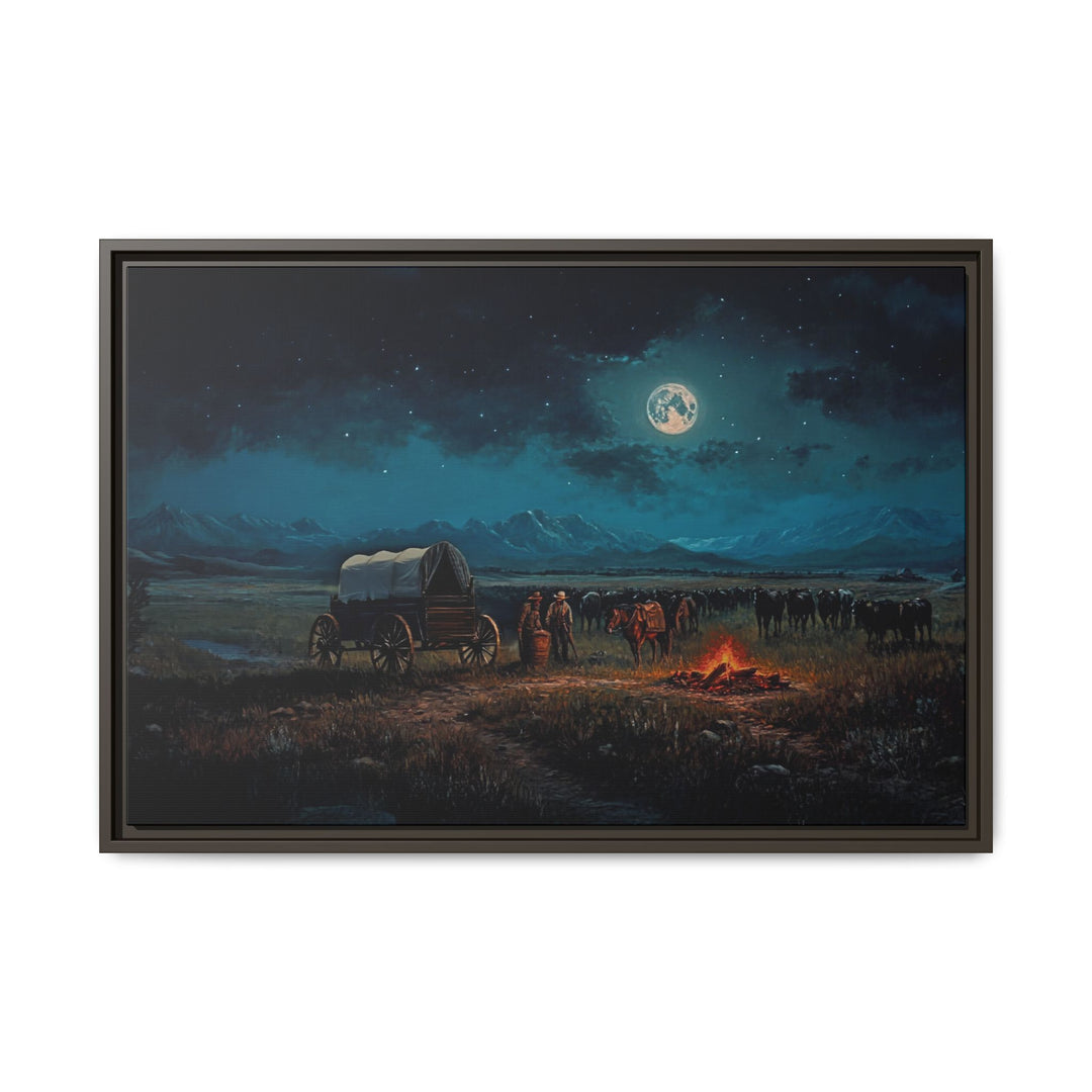 Under the Moonlit Sky - Framed Horizontal - Texas Cowboy Creations