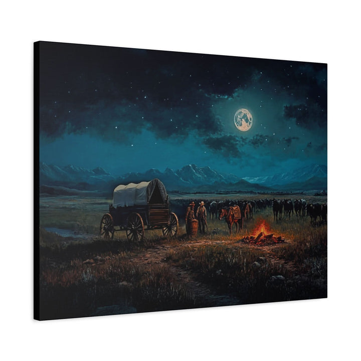 Under the Moonlit Sky | Horizontal Canvas - Canvas - Texas Cowboy Creations