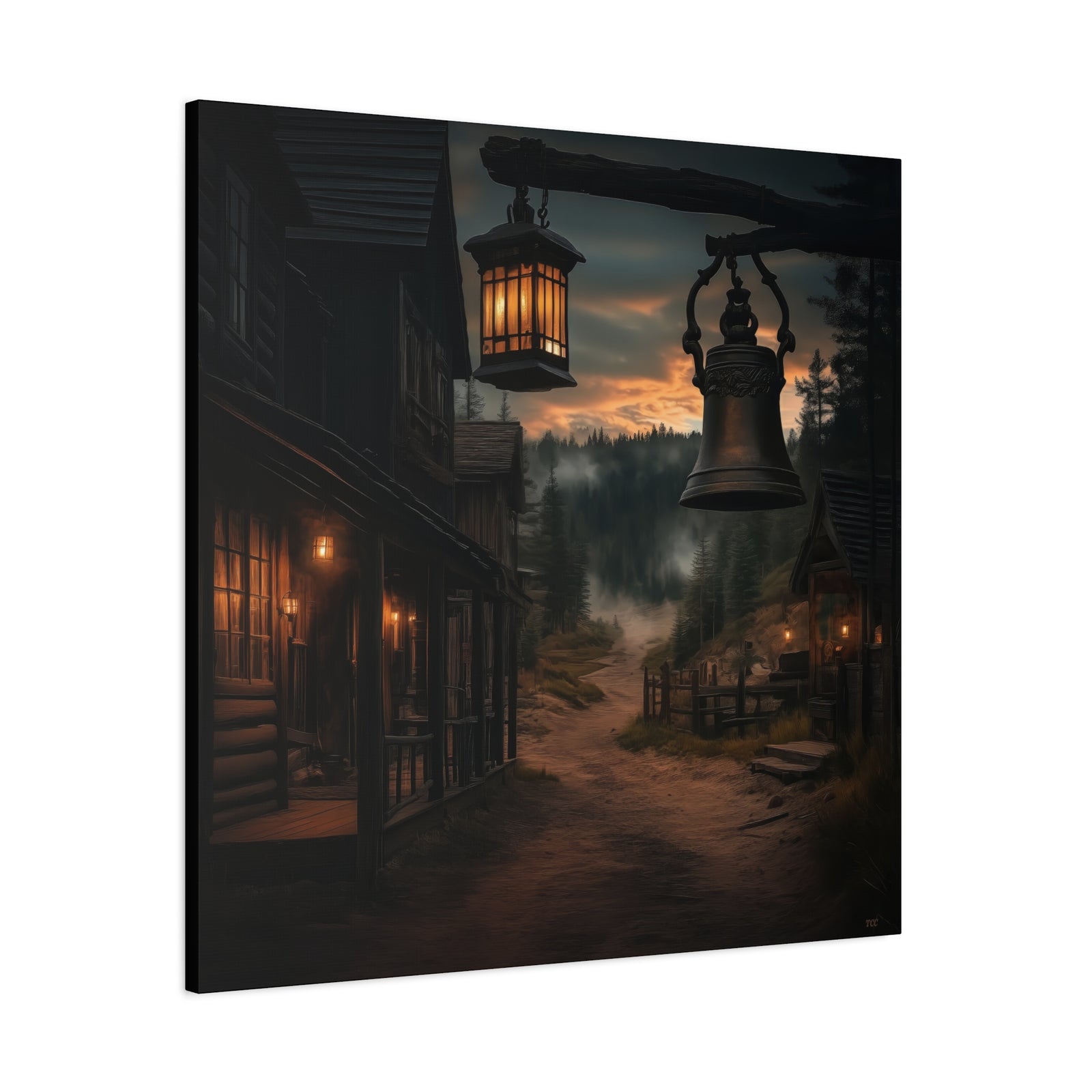 Dusty Trails and Evening Bells - Square Canvas - Texas Cowboy Creations