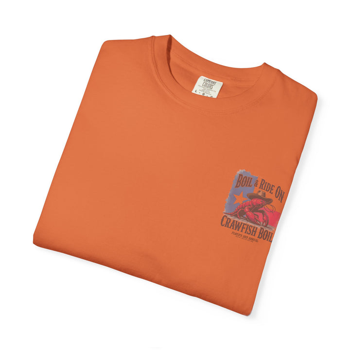 Boil & Ride On - Custom Crawfish Boil T-Shirt | Personalized Event Tee - Unisex T-Shirt - Texas Cowboy Creations