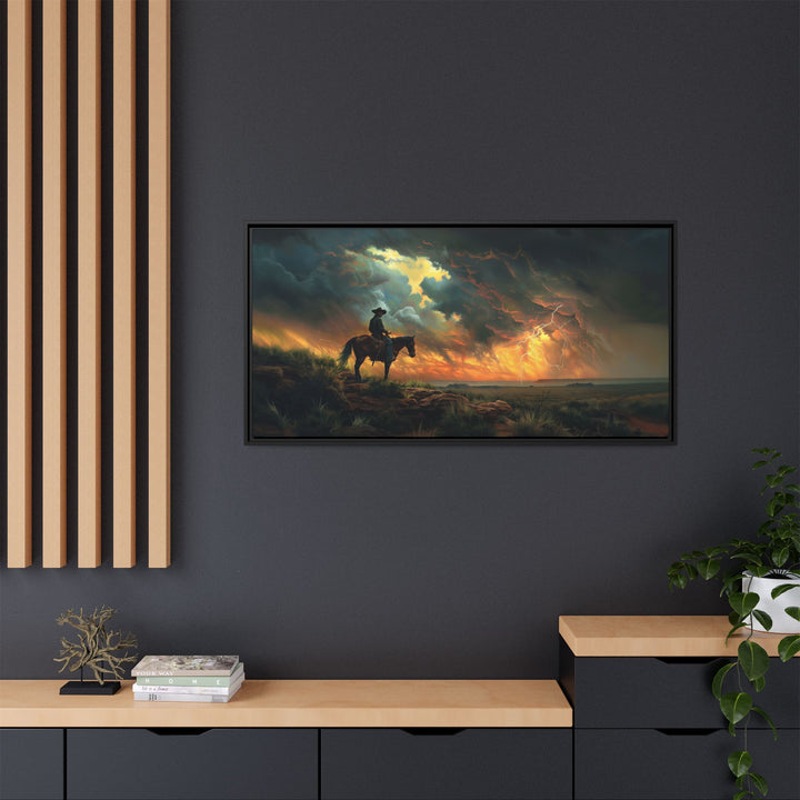 Cowboy’s Sunset Storm Framed Horizontal - Texas Cowboy Creations