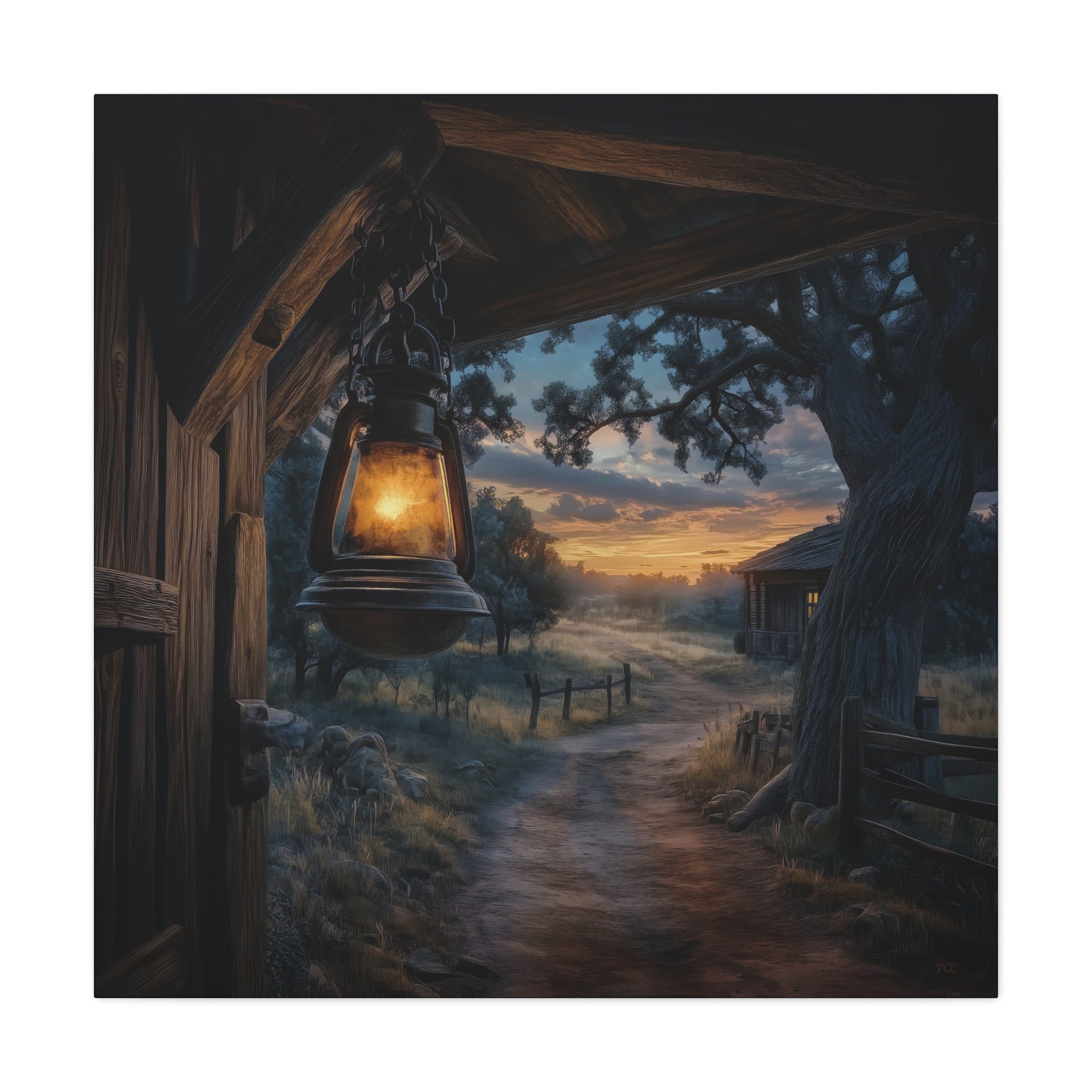 Texas Hill Country Sunset - Square Canvas - Texas Cowboy Creations