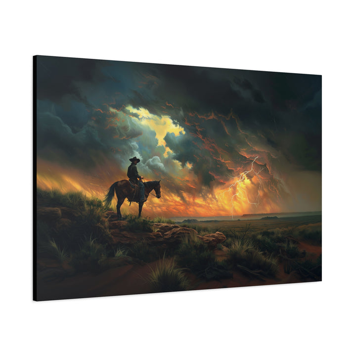 Cowboy’s Sunset Storm Horizontal Canvas - Texas Cowboy Creations