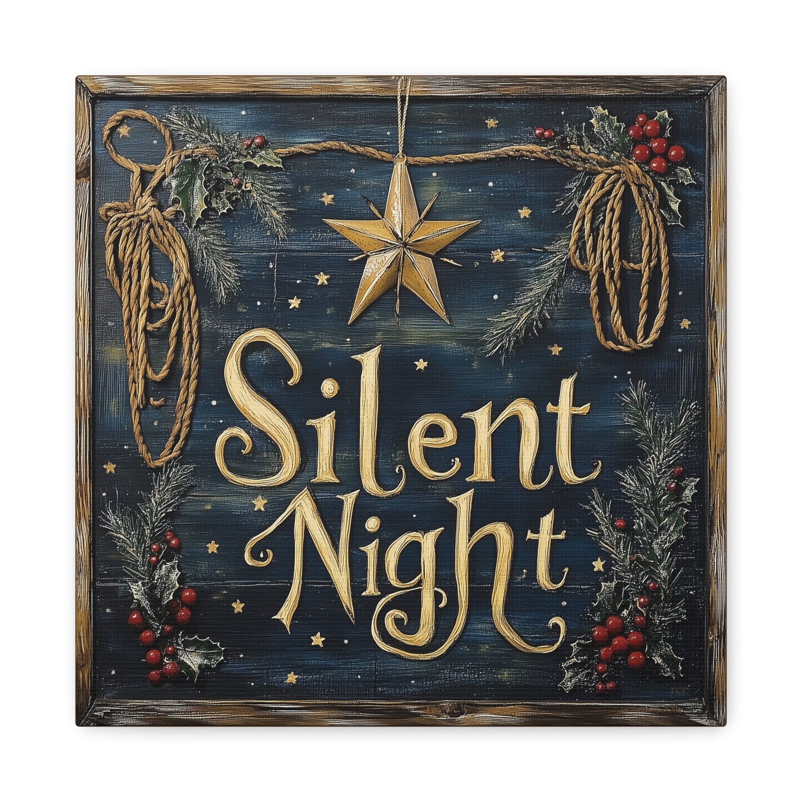 Silent Night Canvas - Texas Cowboy Creations