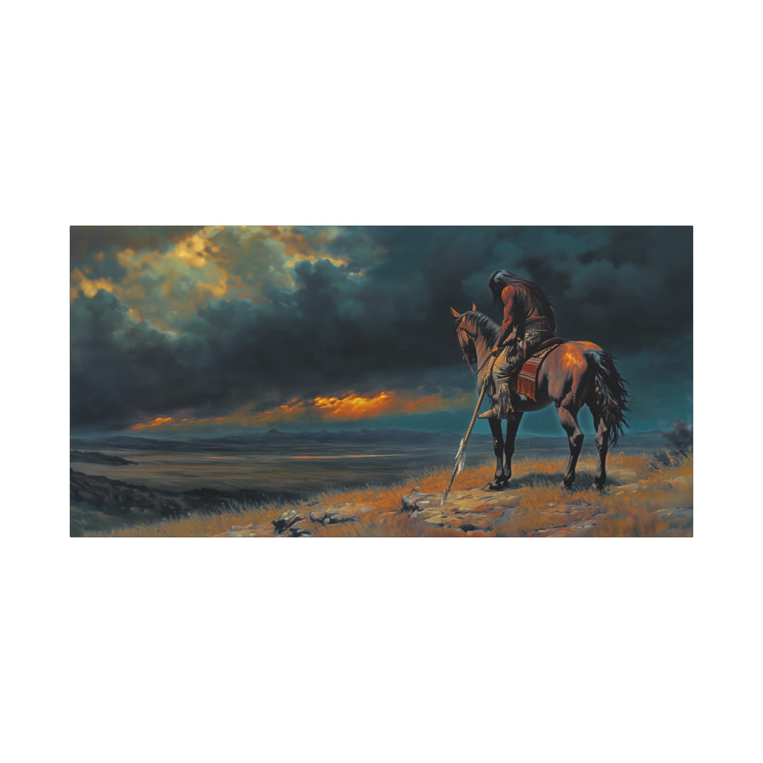 Warrior of the Dying Sun - Horizontal Canvas - Texas Cowboy Creations