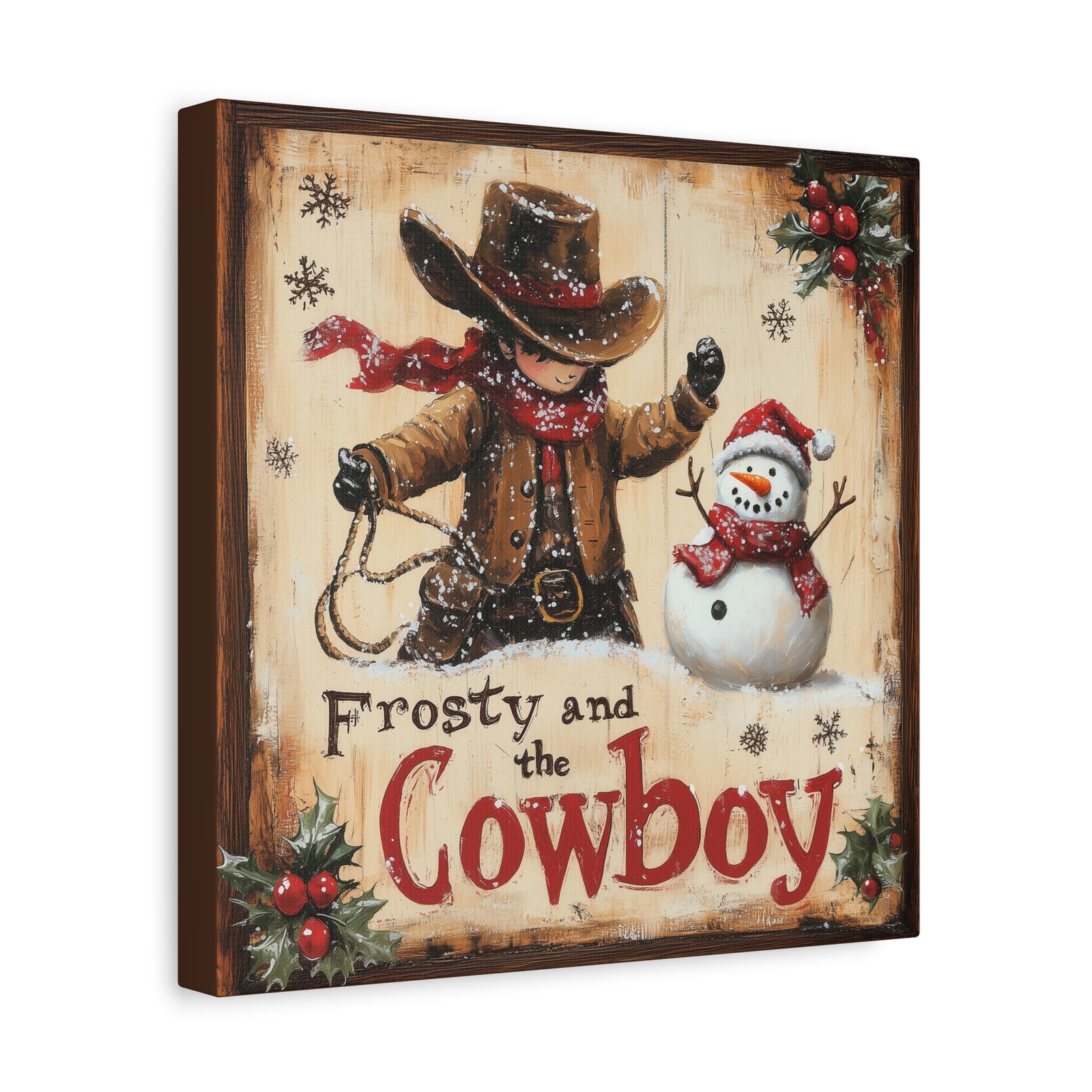 Frosty and the Cowboy  Canvas - Texas Cowboy Creations