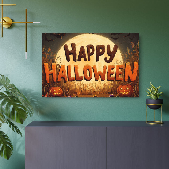 Halloween Pumpkin Moon | Rustic Metal Sign