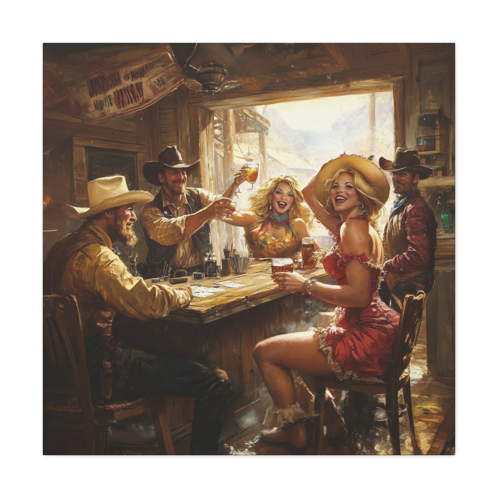 Texas Trail Cheers - Square Canvas - Texas Cowboy Creations