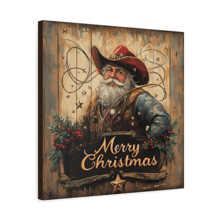 Lone Star Santa Canvas - Texas Cowboy Creations