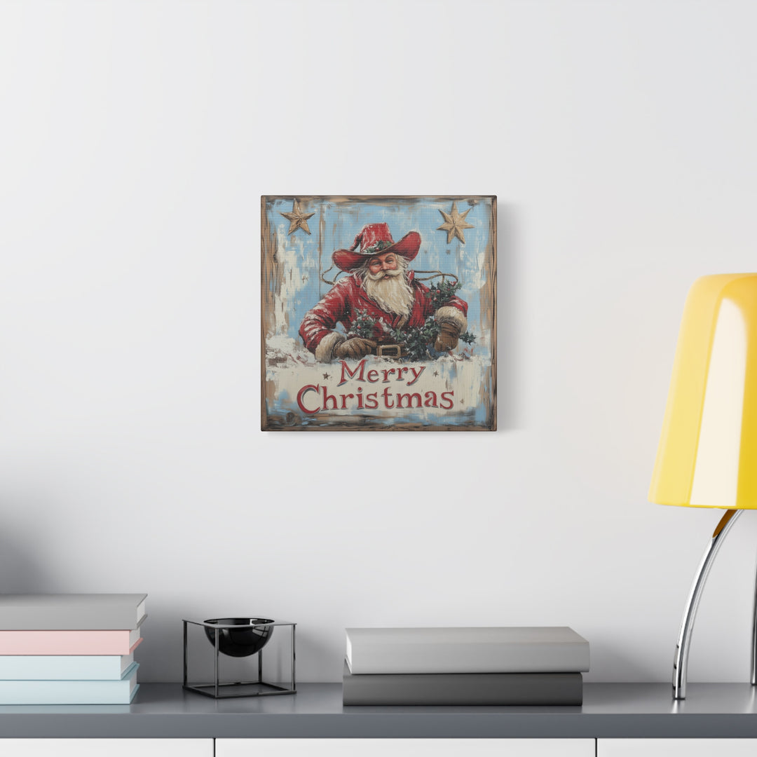 Cowboy Claus Merry Christmas Canvas - Texas Cowboy Creations