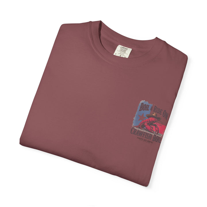 Boil & Ride On - Custom Crawfish Boil T-Shirt | Personalized Event Tee - Unisex T-Shirt - Texas Cowboy Creations