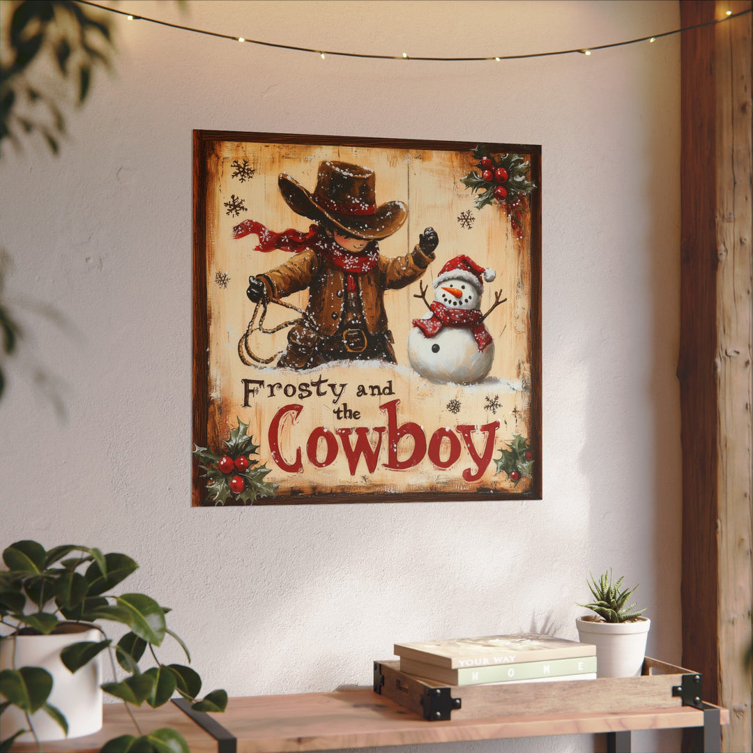 Frosty and the Cowboy | Western Christmas Fine Art Print