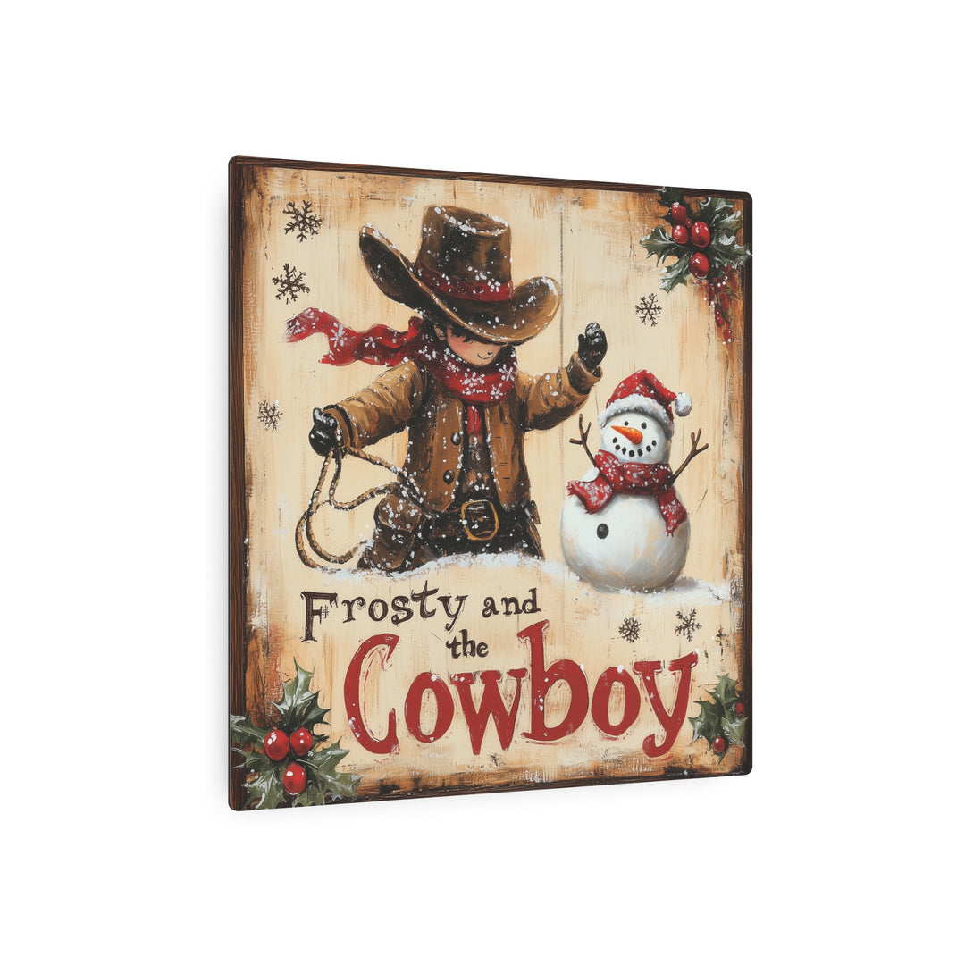 Frosty and the Cowboy | Holiday Metal Sign - Texas Cowboy Creations